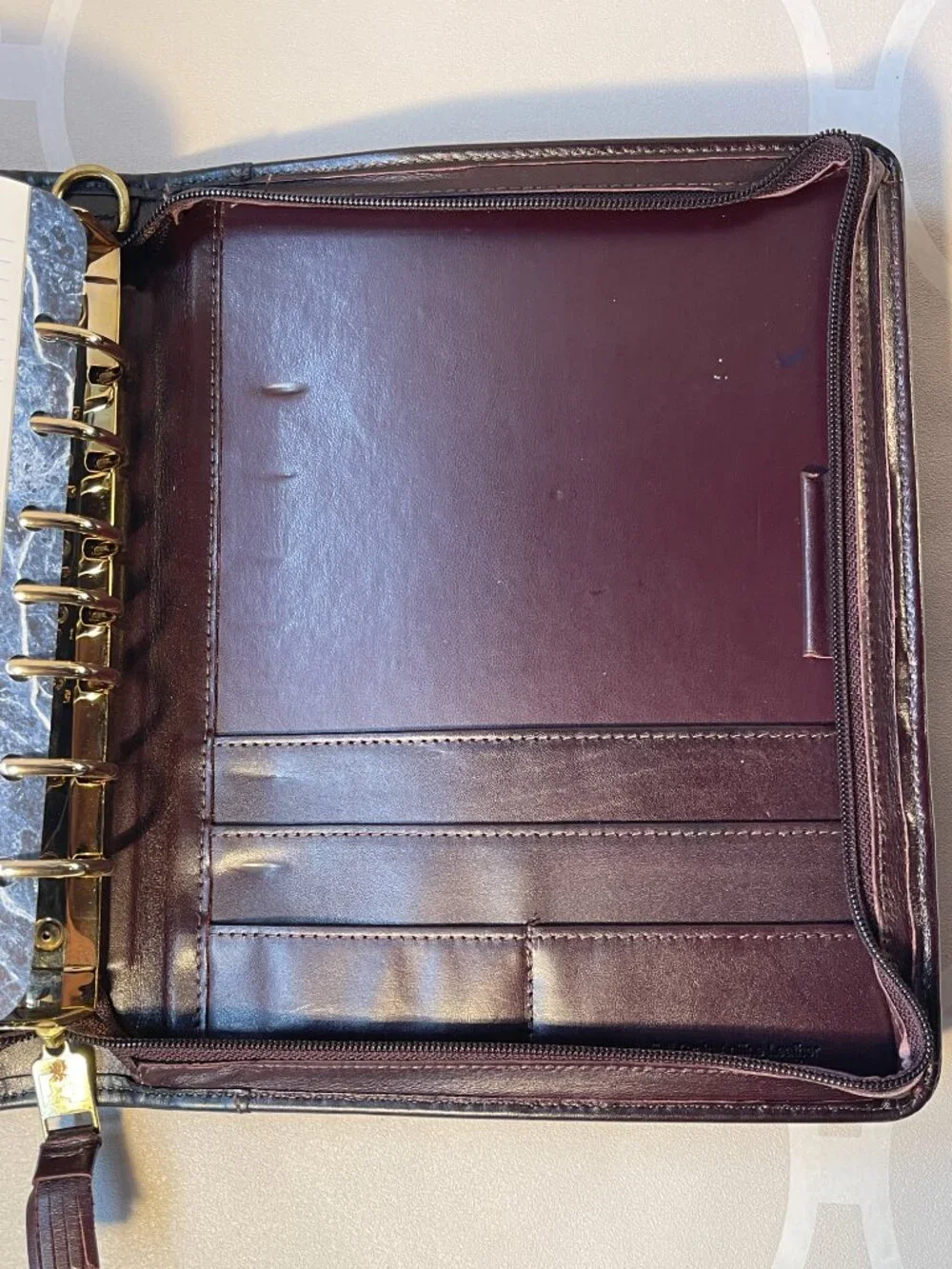 Franklin Quest Vintage Top Grain Leather Planner Binder Made in USA Organizer